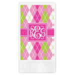 Pink & Green Argyle Guest Towels - Full Color (Personalized)