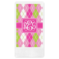 Pink & Green Argyle Guest Towels - Full Color (Personalized)