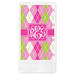 Pink & Green Argyle Guest Paper Towels - Full Color (Personalized)