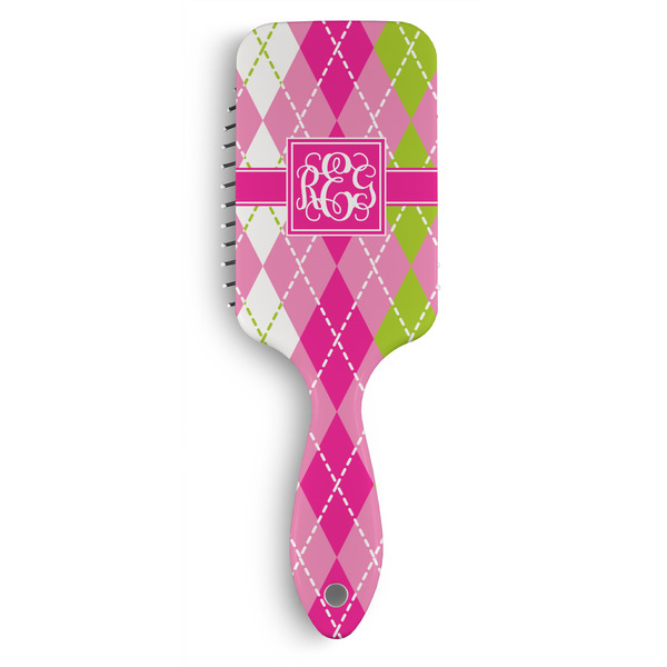 Custom Pink & Green Argyle Hair Brushes (Personalized)
