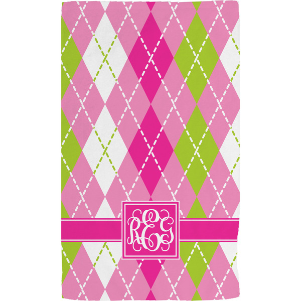 Pink & Green Argyle Hand Towel (Personalized)