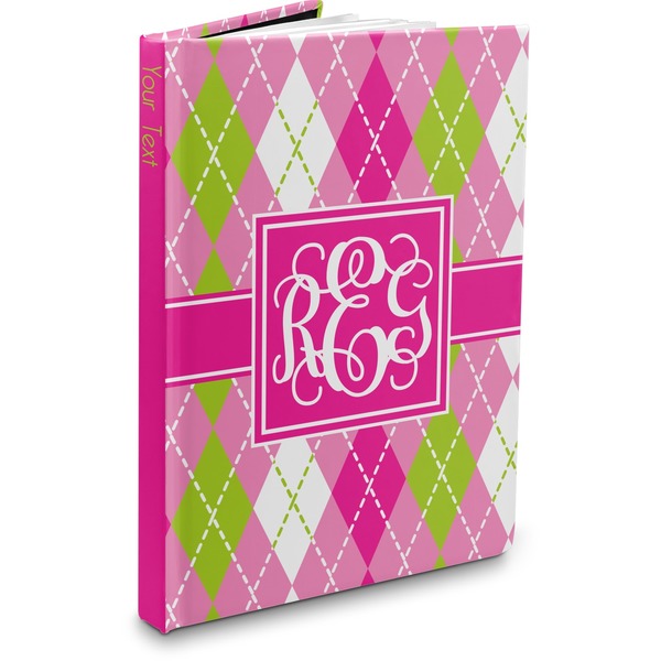 Custom Pink & Green Argyle Hardbound Journal (Personalized)