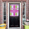 Pink & Green Argyle House Flags - Double Sided - (Over the door) LIFESTYLE