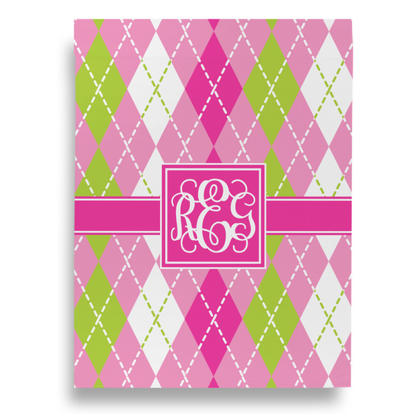 Pink & Green Argyle House Flags - Single Sided - FRONT