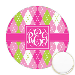 Pink & Green Argyle Printed Cookie Topper - 2.5" (Personalized)