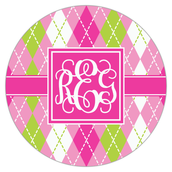 Pink & Green Argyle Icing Circle - Small - Single