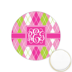 Pink & Green Argyle Printed Cookie Topper - 1.25" (Personalized)