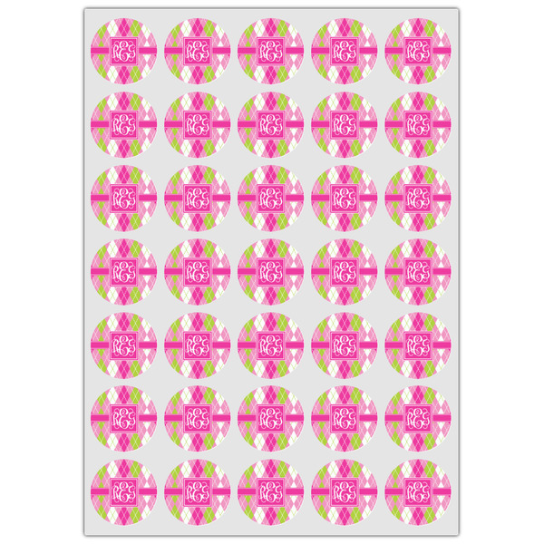 Pink & Green Argyle Icing Circle - XSmall - Set of 35