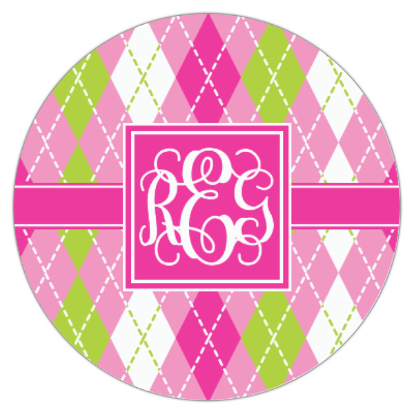 Pink & Green Argyle Icing Circle - XSmall - Single