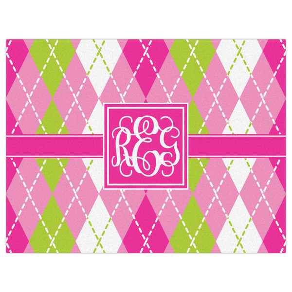 Pink & Green Argyle Indoor / Outdoor Rug - 6'x8' - Front Flat