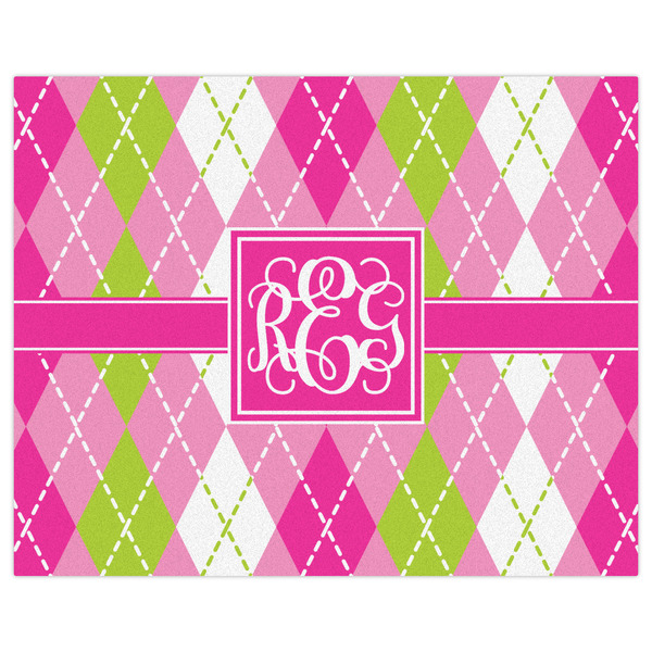 Pink & Green Argyle Indoor / Outdoor Rug - 8'x10' - Front Flat