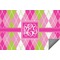 Pink & Green Argyle Indoor / Outdoor Rug - 6'x8' w/ Monogram