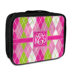 Pink & Green Argyle Insulated Lunch Bag (Personalized)