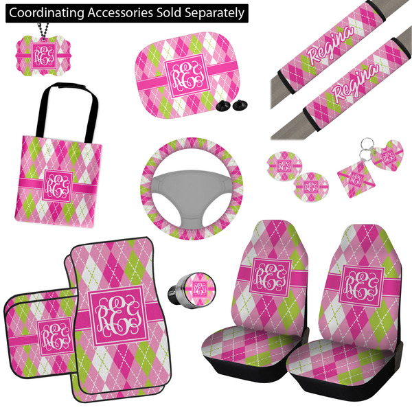 Pink & Green Argyle Interior Car Accessories