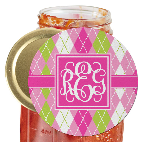 Custom Pink & Green Argyle Jar Opener (Personalized)