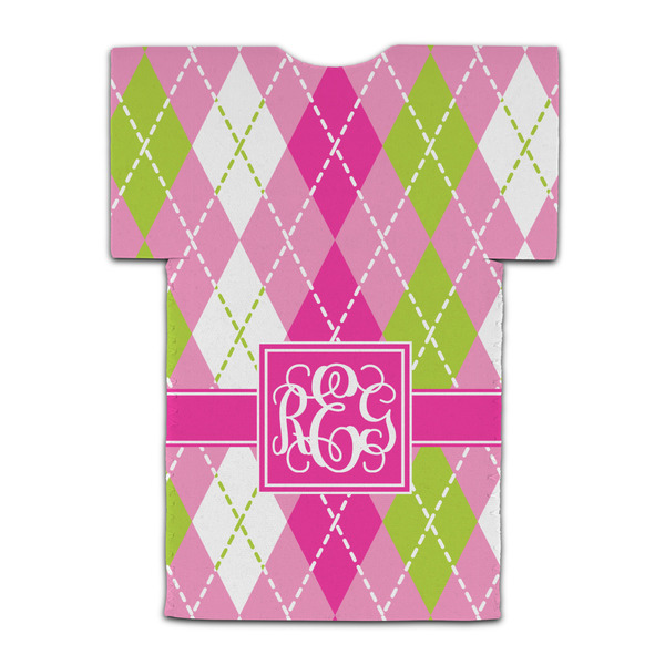 Pink & Green Argyle Jersey Bottle Cooler - BACK (flat)