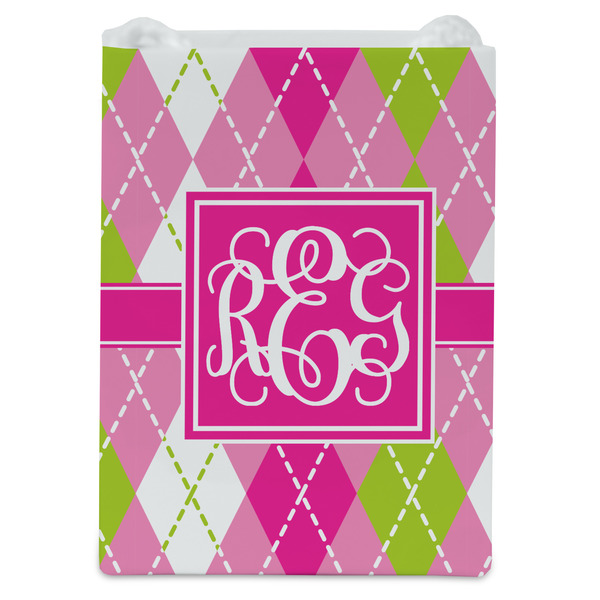 Pink & Green Argyle Jewelry Gift Bag - Gloss - Front