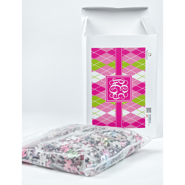 Pink & Green Argyle Jigsaw Puzzle 1014 Piece - Box