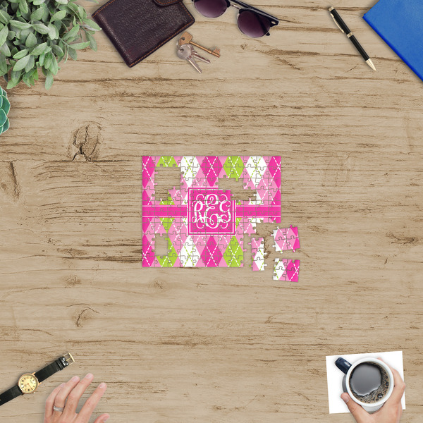 Pink & Green Argyle Jigsaw Puzzle 110 Piece - In Context