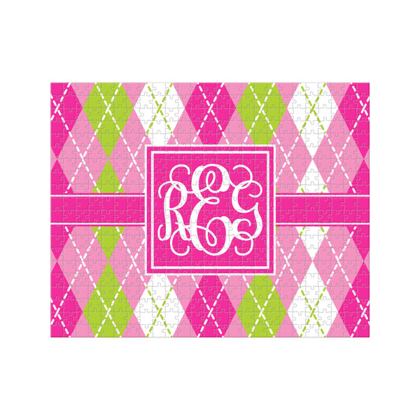 Custom Pink & Green Argyle 500 pc Jigsaw Puzzle (Personalized)