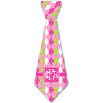 Pink & Green Argyle Iron On Tie - 4 Sizes w/ Monogram