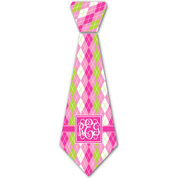 Pink & Green Argyle Iron On Tie - 4 Sizes w/ Monogram