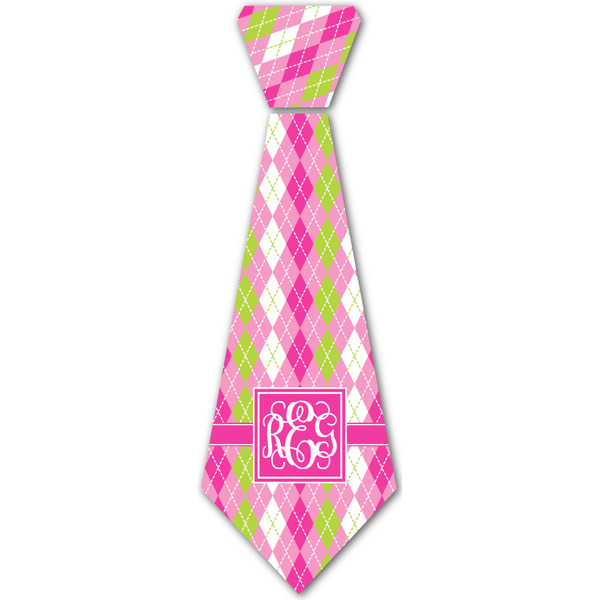 Custom Pink & Green Argyle Iron On Tie - 4 Sizes w/ Monogram