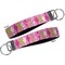 Pink & Green Argyle Key-chain - Metal and Nylon - Front and Back