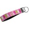 Pink & Green Argyle Webbing Keychain FOB with Metal