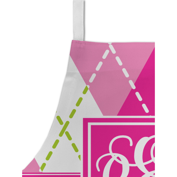 Pink & Green Argyle Kid's Aprons - Detail