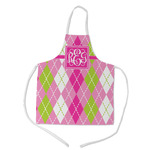 Pink & Green Argyle Kid's Apron - Medium (Personalized)
