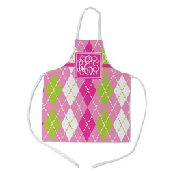 Pink & Green Argyle Kid's Apron w/ Monogram