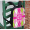 Pink & Green Argyle Kids Backpack - In Context