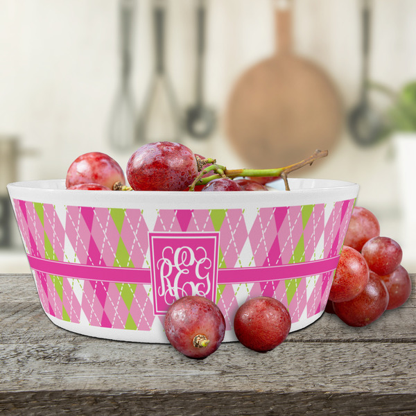 Pink & Green Argyle Kids Bowls - LIFESTYLE