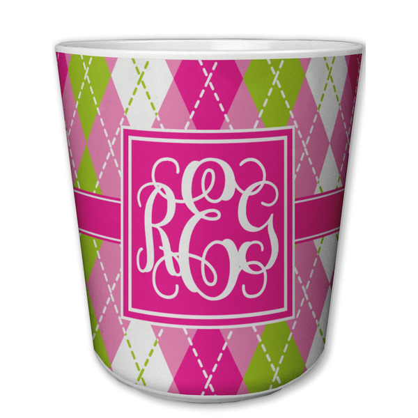 Custom Pink & Green Argyle Plastic Tumbler 6oz (Personalized)