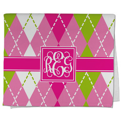 Pink & Green Argyle Kitchen Towel - Poly Cotton w/ Monograms