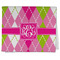 Pink & Green Argyle Kitchen Towel - Poly Cotton - Folded Half