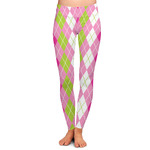 Pink & Green Argyle Ladies Leggings - Large