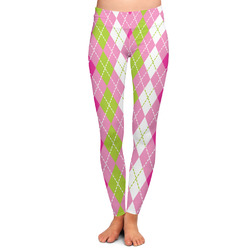 Pink & Green Argyle Ladies Leggings - 2X-Large