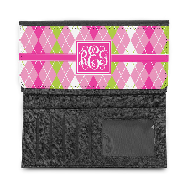 Pink & Green Argyle Ladies Wallet - Half Way Open