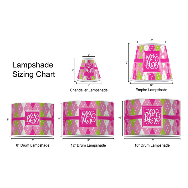 Pink & Green Argyle Lampshade Sizing Chart