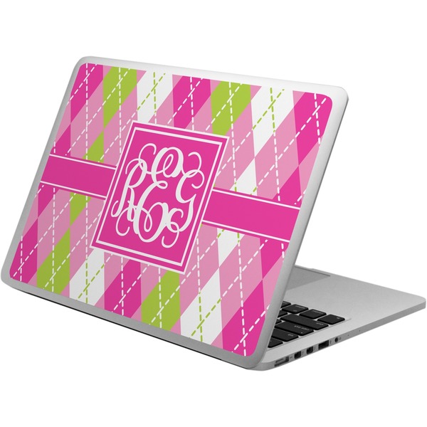 Custom Pink & Green Argyle Laptop Skin - Custom Sized (Personalized)