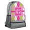 Pink & Green Argyle Large Backpack - Gray - Angled View