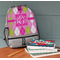 Pink & Green Argyle Large Backpack - Gray - On Desk