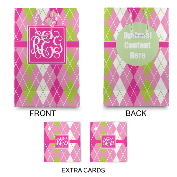 Pink & Green Argyle Large Gift Bag - Approval