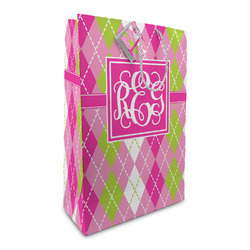 Pink & Green Argyle Large Gift Bag (Personalized)