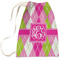 Pink & Green Argyle Large Laundry Bag - Front View
