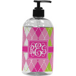 Pink & Green Argyle Plastic Soap / Lotion Dispenser (Personalized)