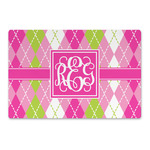 Pink & Green Argyle Large Rectangle Car Magnet (Personalized)