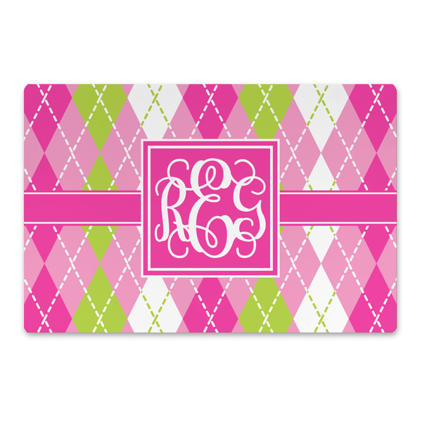 Custom Pink & Green Argyle Large Rectangle Car Magnet (Personalized)